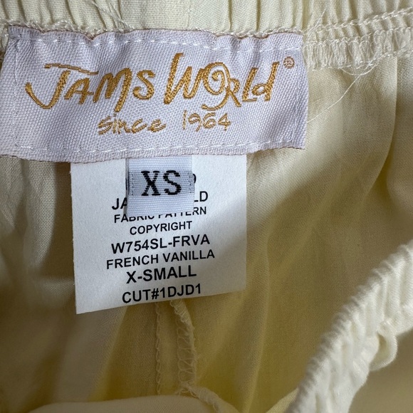 Jams World French Vanilla Elastic Waist Pants size Extra Small NWT - Picture 2 of 6
